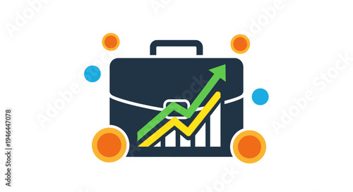 Business Briefcase with Growing Graph Chart.