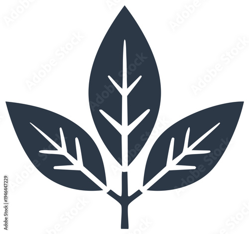 Stylized three leaves vector icon representing nature growth and organic health with minimalist design
