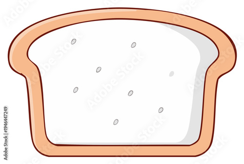 Cartoon style white bread slice an essential bakery food item perfect for breakfast and sandwiches