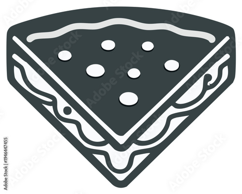 Graphic illustration of a savory crepe, filled with cream and toppings