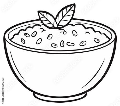 Bowl with cereal grains and herbs in vector art for food illustrations