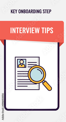 Interview Tips Illustration. Resume Review Graphic. Job Search Onboarding Step. Career Guidance.