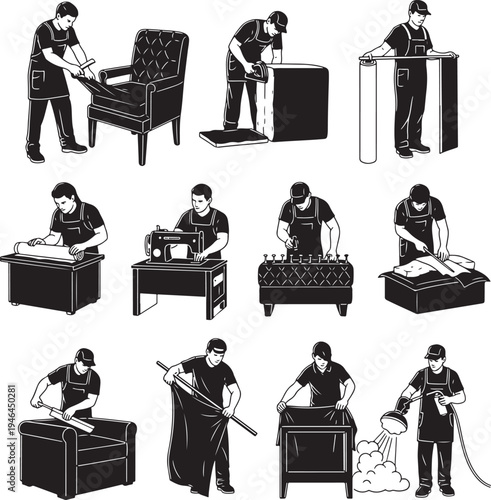 Set of 10 janitor cleaning icons vector