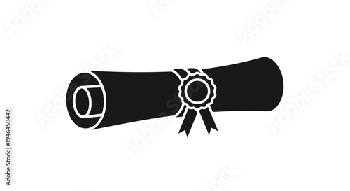 Black diploma certificate with ribbon.