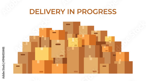 A large pile of cardboard boxes stacked.