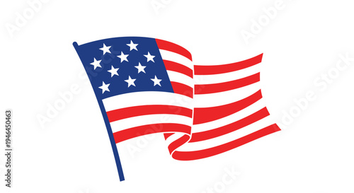 American flag waving in the wind.