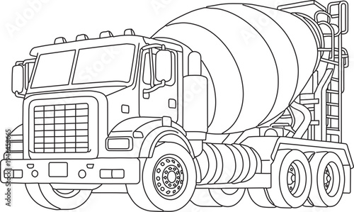 Mixer truck in lineart