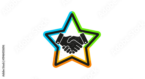 Handshake in star shaped symbol.