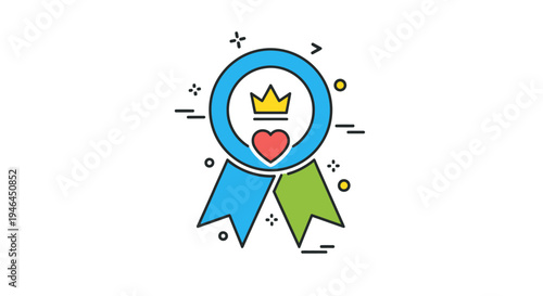 Colorful Award Ribbon Icon Design Element.