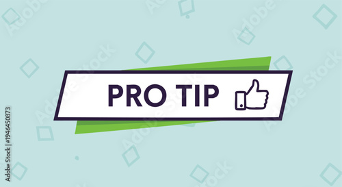 Pro Tip Label. Advice Banner Graphic. Modern Flat Design. Clean Information Output.