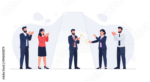 Business Team Applauding Success and Achievement, Celebrating a Goal