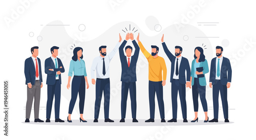 Diverse Business Team Celebrating Success High Five Achievement