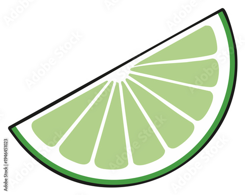 Vibrant Slice of Lime Fresh Citrus Refreshing Vector Illustration