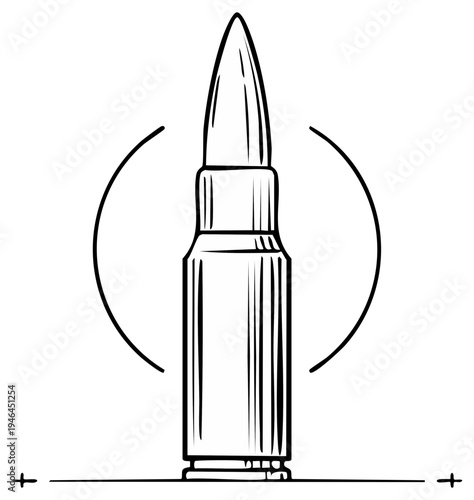 Illustrated Outline of a Bullet with a Circle Graphic