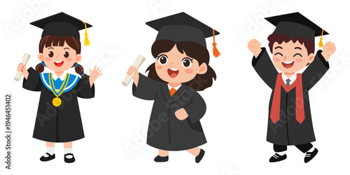 Illustration of Cute Student Graduate