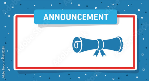 Announcement banner. Educational notification. Flat illustration. Digital graphic. Web design element.