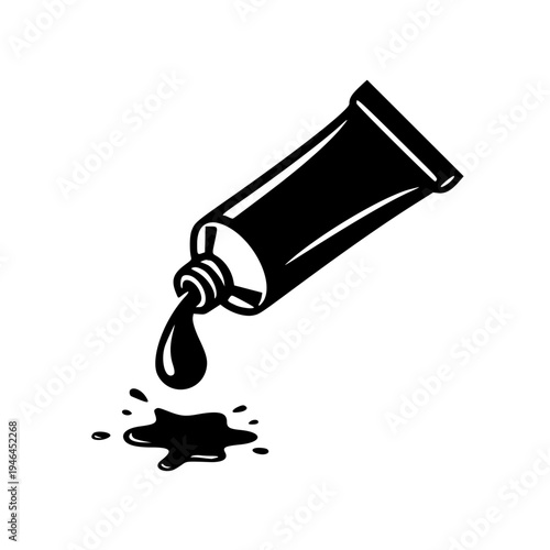Squeezed Paint Tube Dripping Ink – Art Supply Liquid Drop Vector Illustration