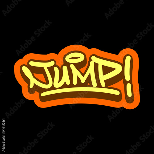 Jump Word Graffiti Tag Illustration in Bold Orange Hand Style for Basketball Athleticism and Streetwear Design.