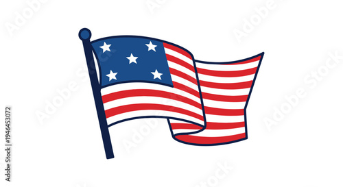 American Flag Waving in the Wind.