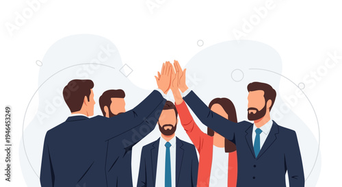 Diverse Business Team High Five Celebration Success Collaboration