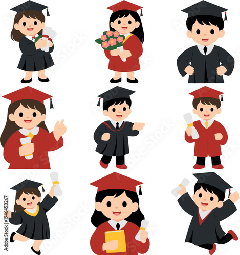 Illustration of Cute Student Graduate
