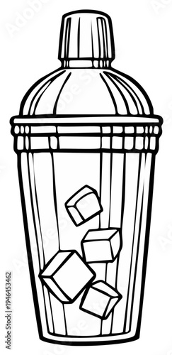 Illustration of a cocktail shaker with ice cubes vector design.