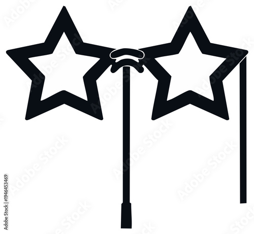Celebration Star Glasses Party Prop on Stick Silhouette