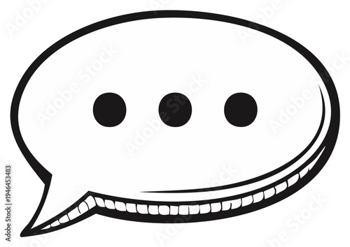 Empty speech bubble with three dots graphic representing thinking or waiting for a message