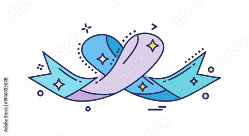 Colorful ribbon with sparkles and dots.