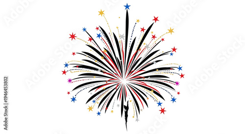 Colorful Firework Exploding in Air.