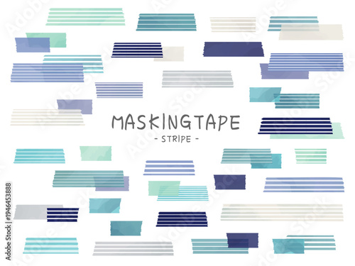 Cool Blue Watercolor Stripe Masking Tape