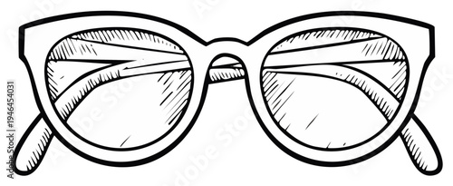 Retro sunglasses sketch illustration for summer vacation fashion and eyewear accessories