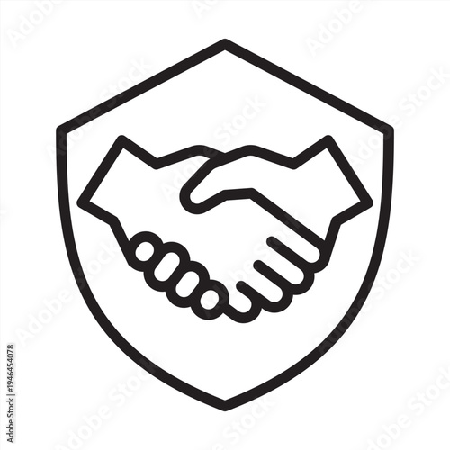 Trust icon. Secure agreement icon. Icon symbol for trust, security, protection, assurance, reliability, safety, partnership, integrity, agreement, shield. Vector illustration