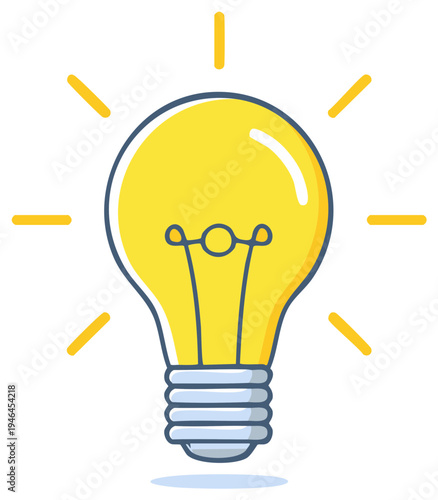 Bright glowing lightbulb illustration representing idea innovation and inspiration