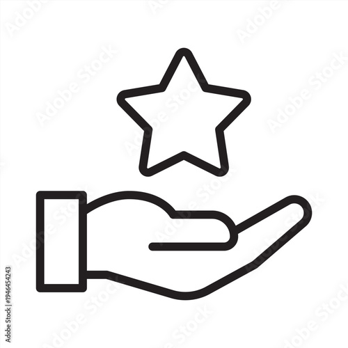 Empowerment icon. Hand presenting a star icon. Icon symbol for empowerment, support, strength, encouragement, motivation, confidence, growth, leadership, potential, star. Vector illustration