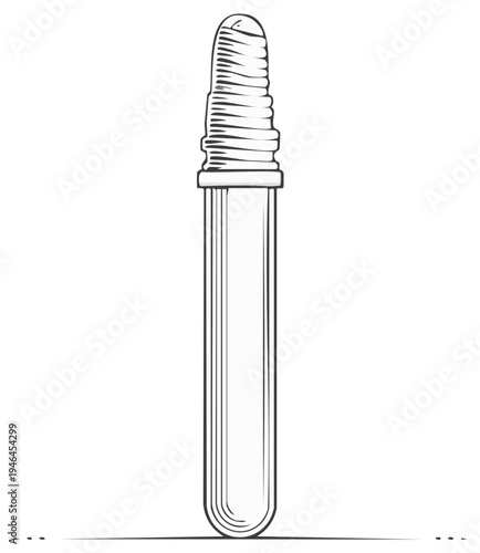 Vintage glass vial with screw cap and textured top on white background sketch style