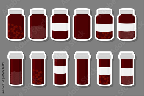 Illustration on theme big colored set different types of pills