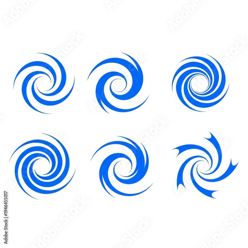 Blue Swirling Vortex Shapes in Pattern.
