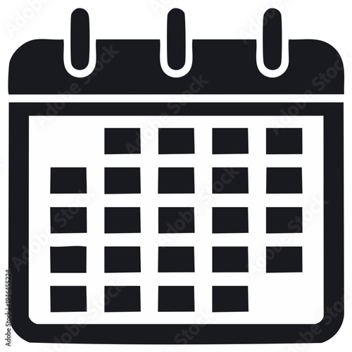 Simple black calendar icon for scheduling and date planning vector graphic