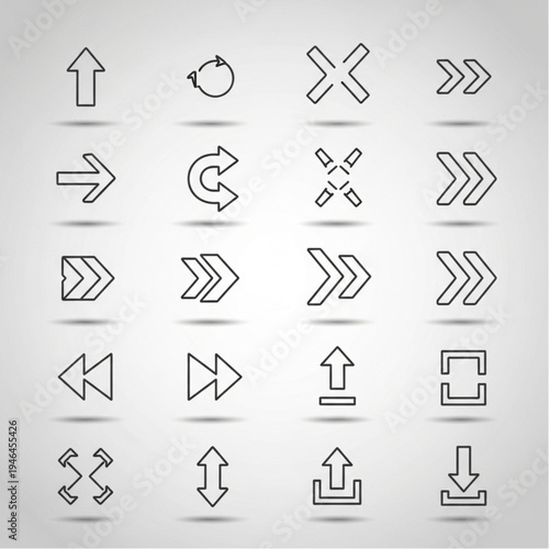 Collection of Simple Black Arrows Icons.