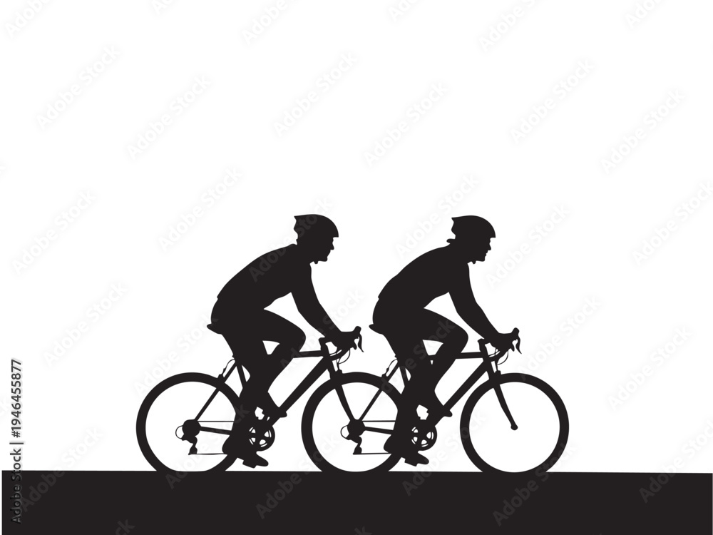Obraz premium Cycling Silhouette Vector Cyclist, Biking Mountain, Racing, Leisure Adventure Vectors