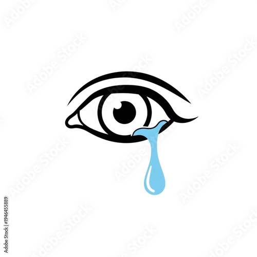 Crying Eye with Tear Droplet Illustration.