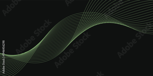 Lime Green Wavy Lines on Dark Backdrop%3A A Serene and Dynamic Abstract Art Piece Showcasing Flowing Energy and Geometric Precision for Design and Technology Projects
