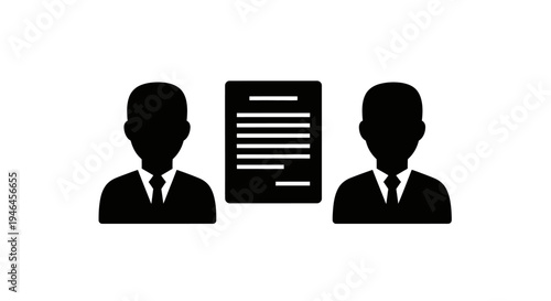 Two Businessmen in Suits Discussing Document.