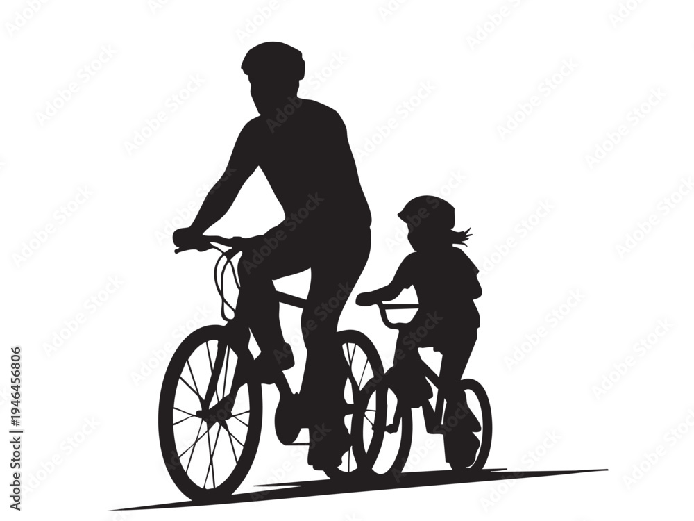 Obraz premium Cycling Silhouette Vector Cyclist, Biking Mountain, Racing, Leisure Adventure Vectors
