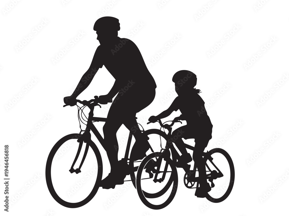 Fototapeta premium Cycling Silhouette Vector Cyclist, Biking Mountain, Racing, Leisure Adventure Vectors