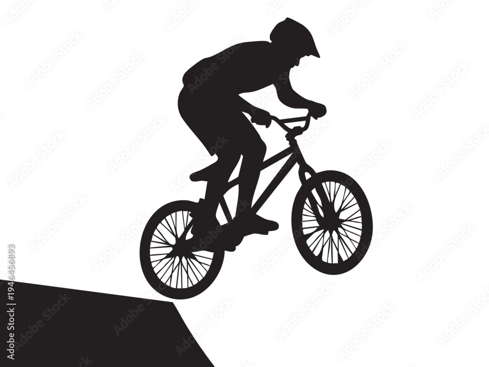 Obraz premium Cycling Silhouette Vector Cyclist, Biking Mountain, Racing, Leisure Adventure Vectors