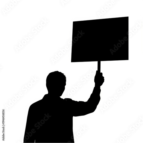 Man Holding Blank Sign Protest.