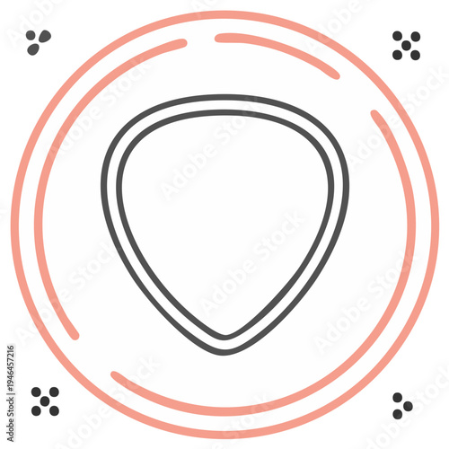 Guitar Pick Icon Simple Design with Circles and Dots