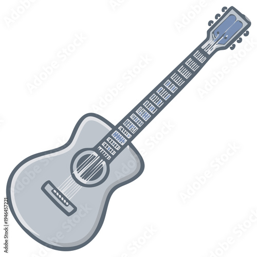 Acoustic guitar isolated, music instrument illustration, fretted, musical stringed instrument, for entertainment and art